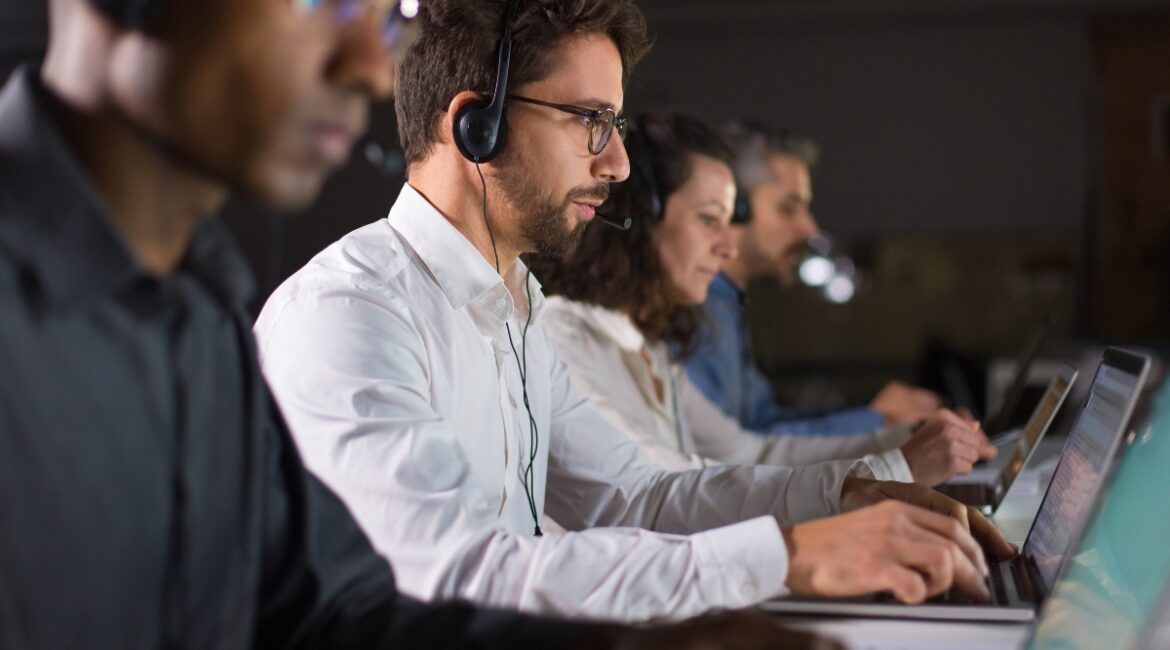 Professional BPO company team managing customer support and operational workflows efficiently in a modern office environment