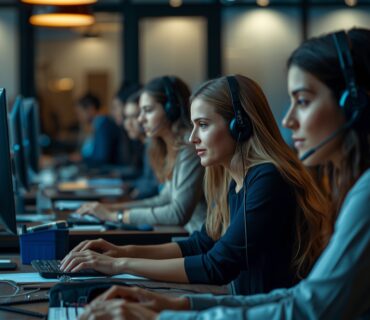 Small business team using business process outsourcing services for customer support and operational management