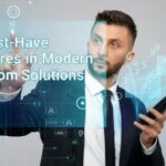 business professional using modern telecom solutions interface