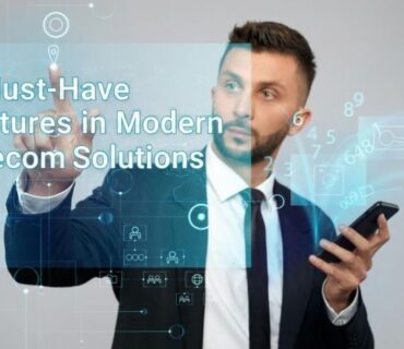 business professional using modern telecom solutions interface